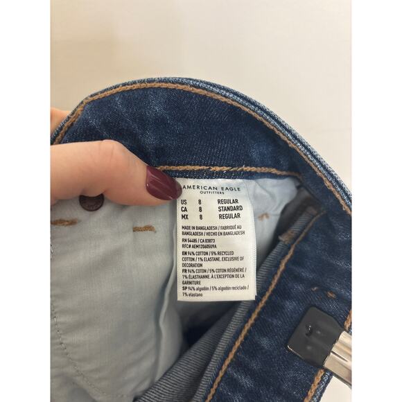 American Eagle Mom Jeans Womens Size 8 Medium Blue Stretch High Rise - Picture 5 of 6